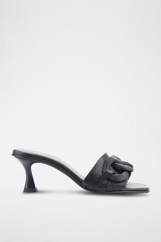Mules à talons en cuir Florencia - Noir