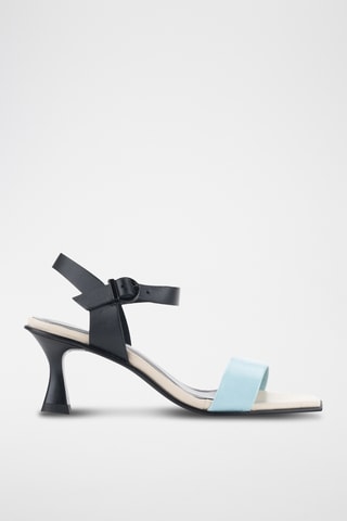 Sandales à talons en cuir Aqua - Ciel et noir