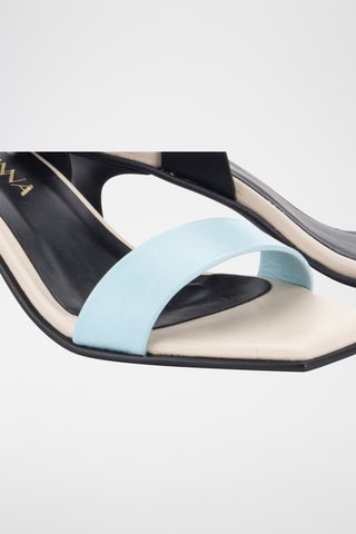 Sandales à talons en cuir Aqua - Ciel et noir