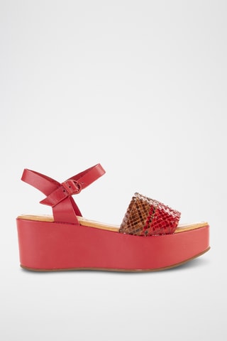 Sandales plateformes en cuir Espigal - Rouge