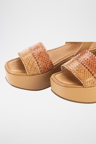 Sandales plateformes en cuir Espigal - Beige