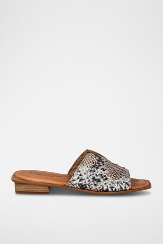 Mules en cuir Serpiente - Beige