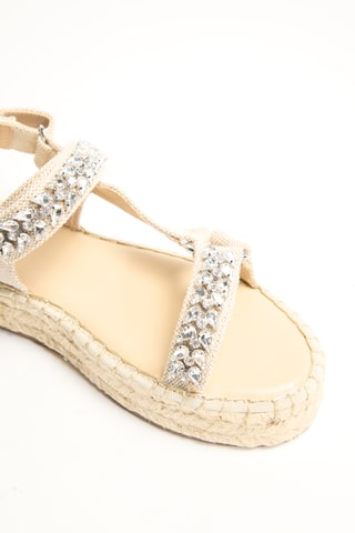 Leren Platform Sandalen - Beige