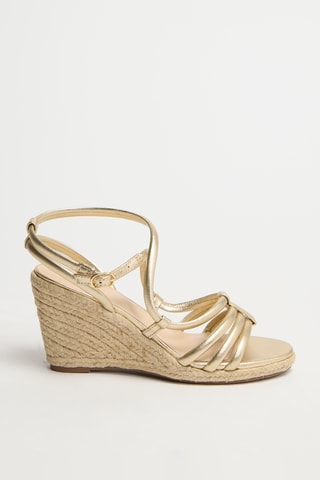 Leren Sandalen met Sleehak - Goudkleurig