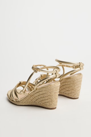 Leren Sandalen met Sleehak - Goudkleurig