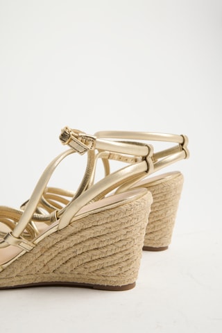 Leren Sandalen met Sleehak - Goudkleurig