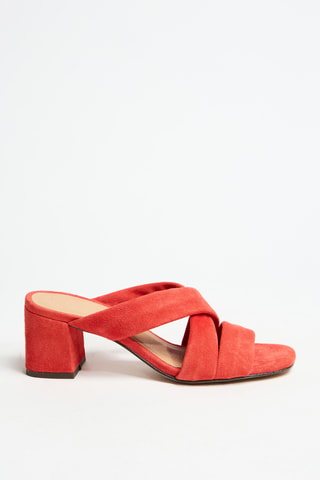 Leren Muiltjes met Sleehak - Rood