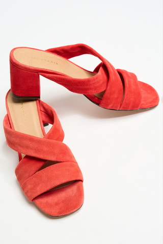 Leren Muiltjes met Sleehak - Rood