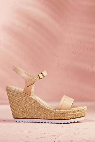 Leren Sandalen met Sleehak Janine Nude
