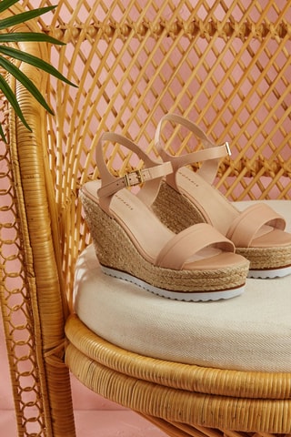 Leren Sandalen met Sleehak Janine Nude