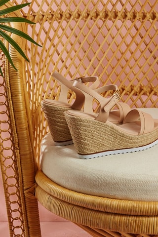 Leren Sandalen met Sleehak Janine Nude