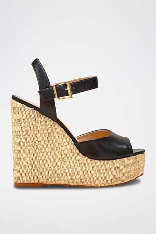 Sandales compensées en cuir Jamea 2 - Noir