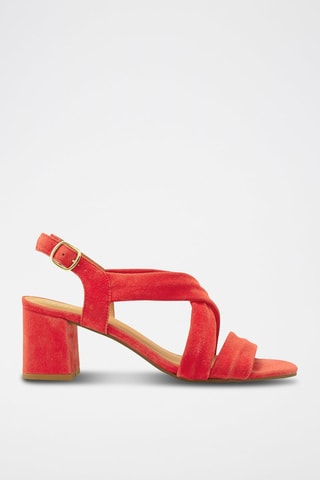 Sandales à talons en cuir de chèvre nubuck Vizzo Rouge