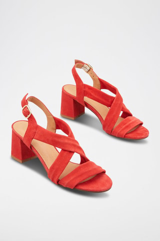 Sandales à talons en cuir de chèvre nubuck Vizzo Rouge