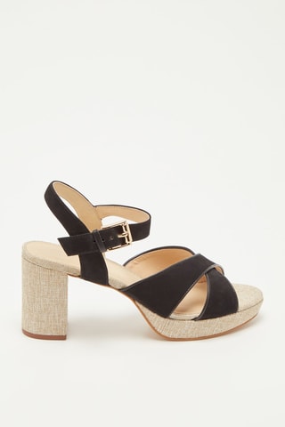 Nubuck Sandalen met Hak Jija Zwart en Naturel