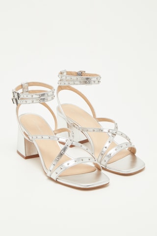 Leren Sandalen met Hak Zoemie - Zilverkleurig