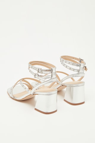 Leren Sandalen met Hak Zoemie - Zilverkleurig