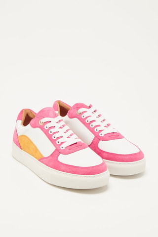 Baskets en cuir de veau velours Geena - Fuchsia