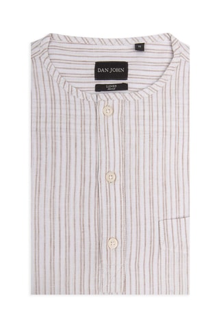 Chemise en lin - Blanc et beige