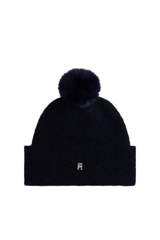 Alpacawollen en Wollen Muts met Pompon - Tommy Hilfiger - Blauw