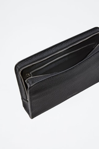 Leren Clutch - Zwart - Zwart en zilverkleurig