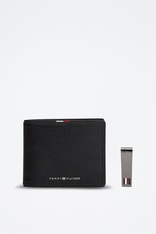 Leren Portefeuille en Biljettenklem - Tommy Hilfiger - Zwart
