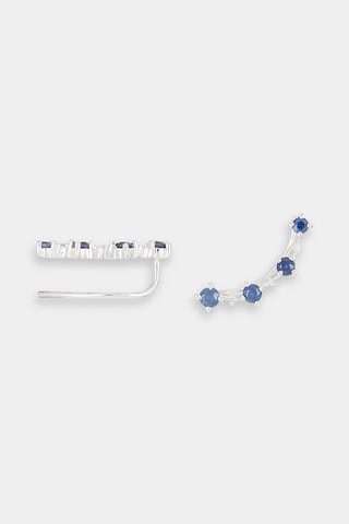 Boucles d'oreilles Océan Or blanc, diamants et saphirs