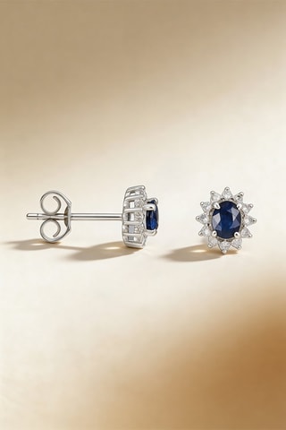 Puces Etoile Or blanc, diamants et saphirs