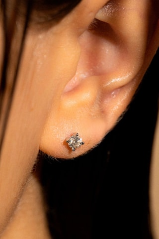 Puces Single diamond Or blanc et diamants