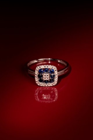 Bague Volga - Or blanc, diamants et saphirs