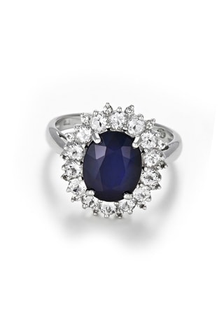 Bague Soleil Bleu - Or blanc, topazes et saphir