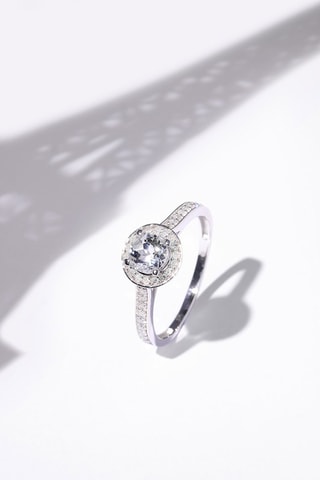 Bague Isis - Or blanc, diamants et topaze