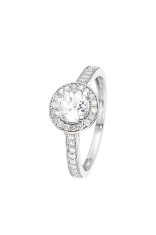 Bague Isis - Or blanc, diamants et topaze