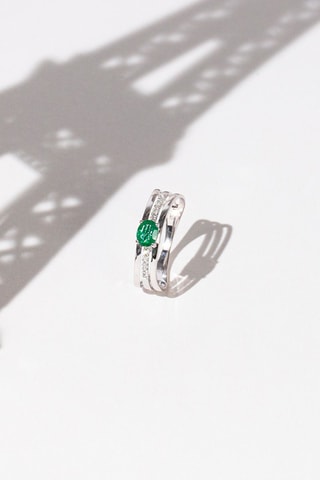 Bague Mangaïa - Or blanc, émeraude et diamants