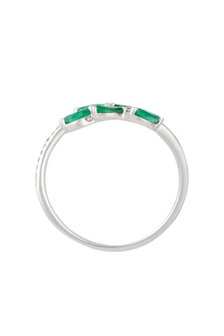 Bague - Or blanc, diamants et émeraudes