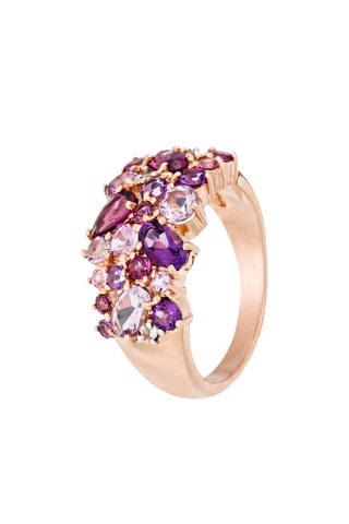 Bague Cotton candy - Or rose, saphirs, améthystes, rhodolites et topazes