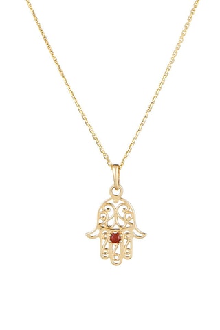 Pendentif Main de Fatma Or jaune et rubis