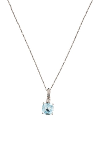 Pendentif Tonga Or blanc, diamant et topaze