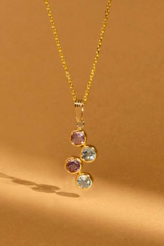 Pendentif Quadra - Or jaune, améthystes et topazes