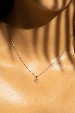 Pendentif Mini cœur - Or blanc et diamants
