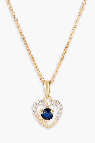 Pendentif Heart - Or jaune, saphir et diamants