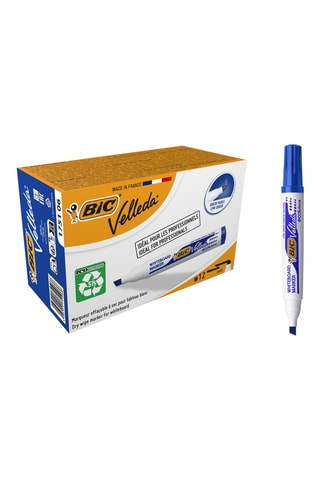 12 marqueurs effaçables à sec pour tableau blanc - Encre bleue