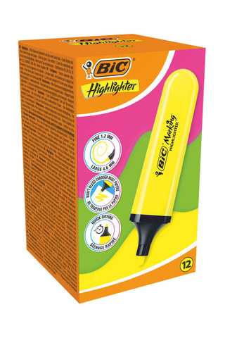 12 surligneurs Marking Flat -  Jaune fluo