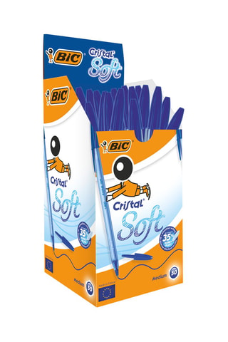50 Cristal Soft Stylos-bille pointe moyenne - Bleu