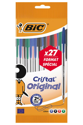 27 stylos-bille Cristal Original - 4 encres