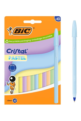 10 stylos Cristal Pastel - Encre bleue