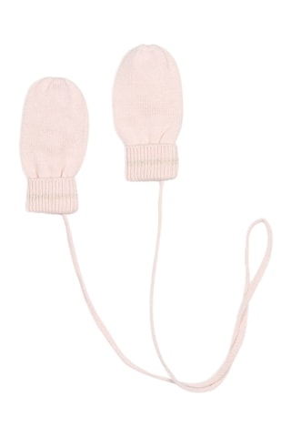 Bonnet et moufles en coton biologique et laine - Rose poudré - Carrément Beau