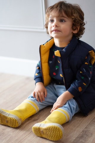 Doudoune réversible sans manches - Bleu marine et jaune - Carrément Beau