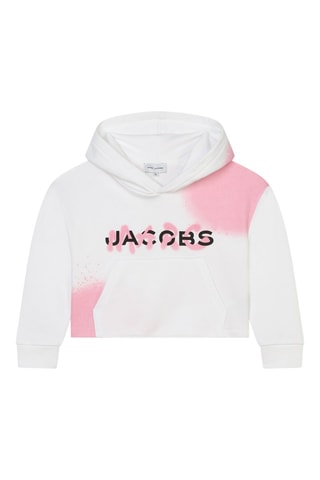 Sweat à capuche en coton biologique - Blanc et rose - Marc Jacobs