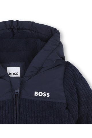 Doudoune à capuche en velours - Bleu marine - Boss